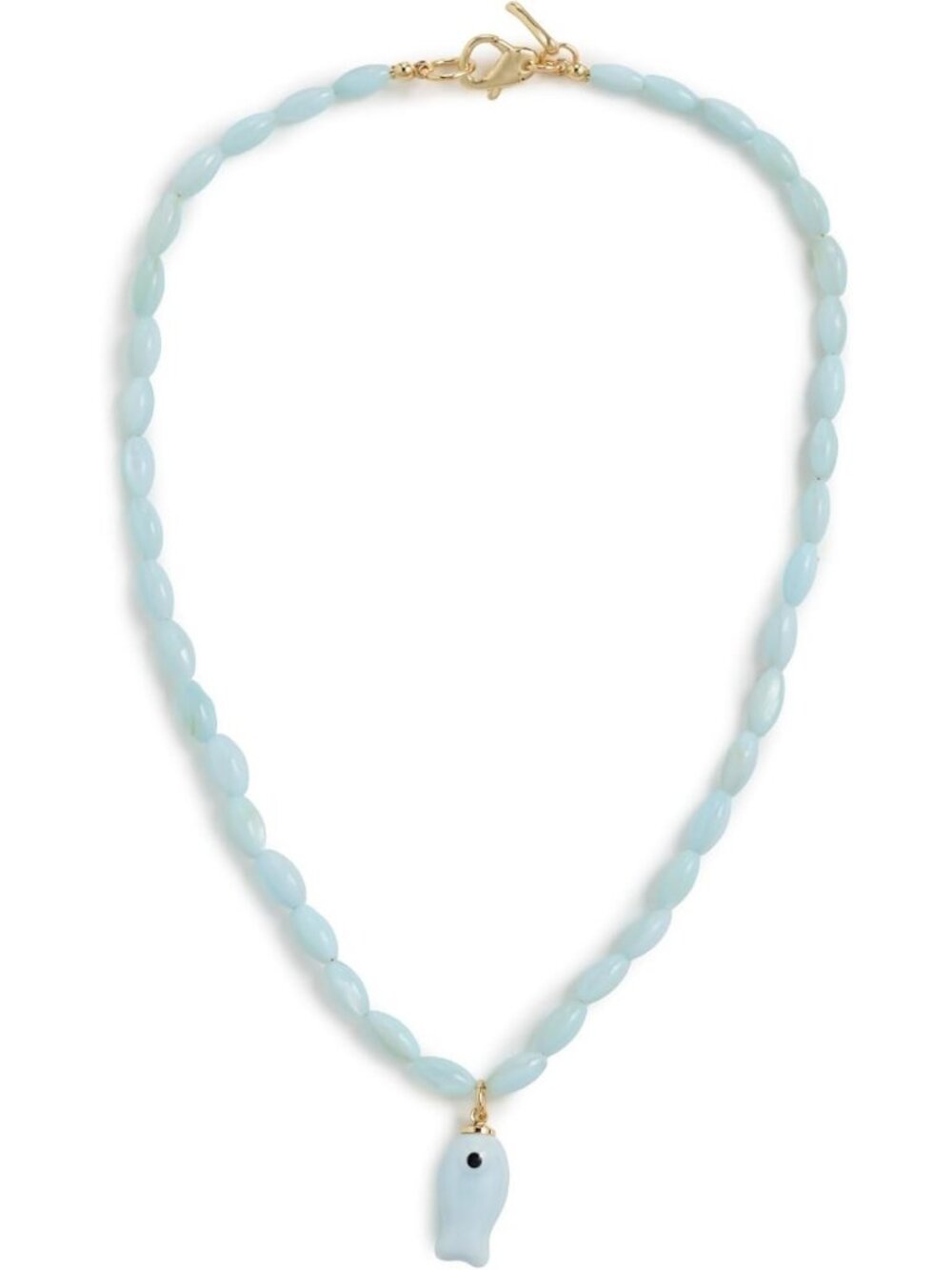 Light Blue Beaded Fish Necklace for Women | Boho Chic Jewelry Accessory